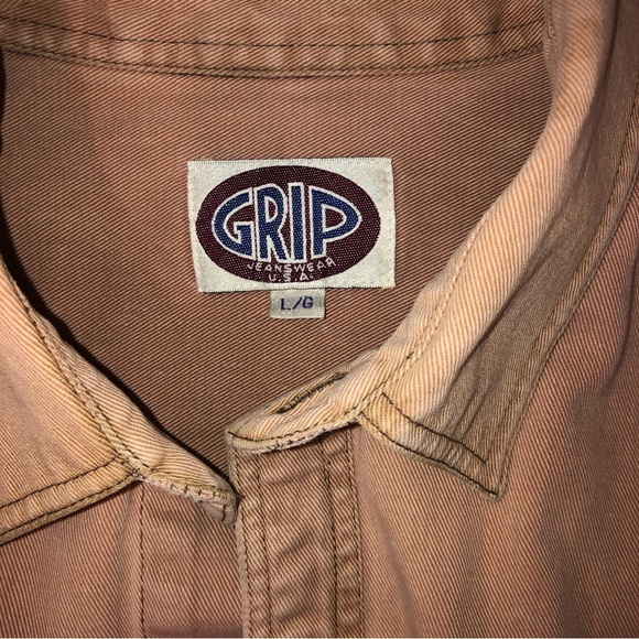 GRIP vintage Long Sleeve Button Up Mens Large salmon colour - Picture 2 of 11